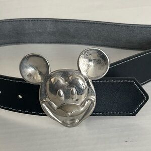 Disney Black Belt with Silver Mickey Mouse Buckle